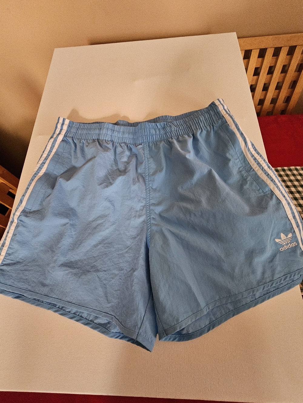 adidas Mens Sky Blue Sprinter Shorts with White Stripes XL New